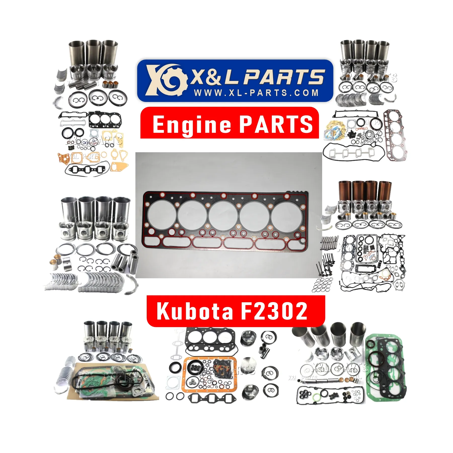 Kit de reconstrução e reparo do motor F2302 de 5 cilindros para trator Kubota L4150