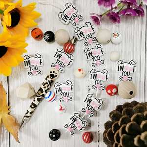 新しいホット販売バブルガムビーズプリントプラスチックビーズ可能なペンDiy刻まれたクリエイティブヒョウ柄ビーズペン - Product Image 6