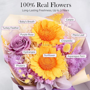 Arrangement floral violet, idées <span class=keywords><strong>de</strong></span> cadeaux <span class=keywords><strong>de</strong></span> remise <span class=keywords><strong>de</strong></span> diplôme, <span class=keywords><strong>bouquet</strong></span> <span class=keywords><strong>de</strong></span> roses éternelles et <span class=keywords><strong>de</strong></span> tournesols préservés pour la vente <span class=keywords><strong>en</strong></span> <span class=keywords><strong>ligne</strong></span> et au détail - Product Image 4