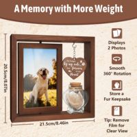 Cadre photo de Noël rotatif en bois écologique pour animaux de compagnie - Grand cadeau souvenir pour chiens et chats
