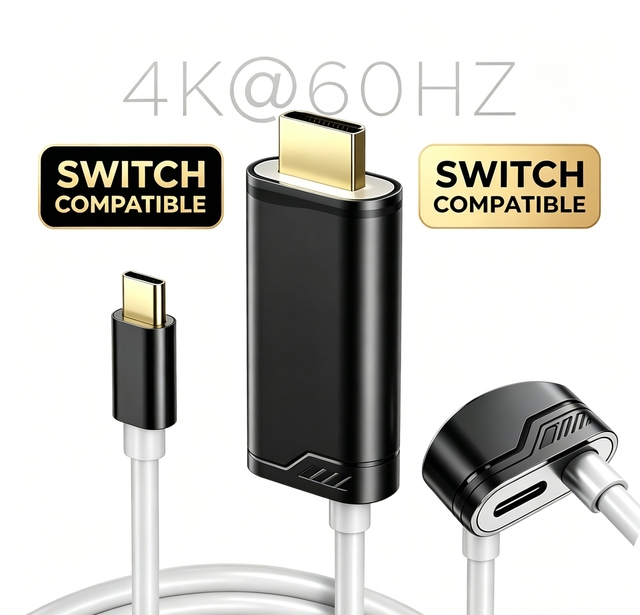 Type C to HDTV Adapter Cable 4K 60Hz 100W Power Delivery for Projector iPhone 15 Pro Max MacBook Samsung with PVC Jacket