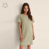 Pur coton femmes t-shirt robe écologique surdimensionné t-shirt durable longue t-shirt robe à manches courtes