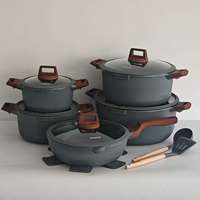 Ensemble de 15 ustensiles de cuisine en aluminium antiadhésifs, casseroles et poêles de 20-32 cm, fabrication chinoise, pour la maison, la cuisine, les fêtes et les célébrations