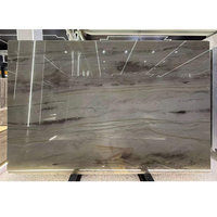 Dalle de marbre aspect onyx beige rose MT STONE, polie, à veines douces, pour mur décoratif et comptoir de salle d'exposition