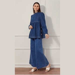 SIPO Hot EID Plus Size abiti lunghi musulmani Dubai da donna 2 pezzi set da donna abbigliamento modesto set di due pezzi top e gonne - Product Image 1