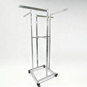Chất lượng cao bốn cánh tay kim loại cửa hàng quần áo hiển thị kim loại giá thép không gỉ bán lẻ cửa hàng may mặc hiển thị treo - Product Image 1