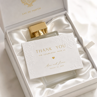 Carte de remerciement ultra-épaisse gaufrée avec logo personnalisé en feuille d'or de luxe, inserts d'emballage pour bijouteries haut de gamme et boutiques de parfums