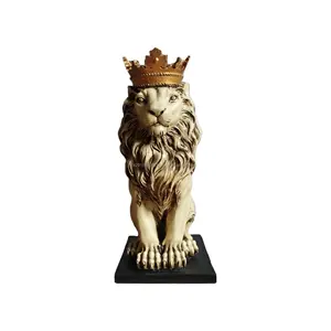 Pedestal Coronado Decorativo, Estatua del Rey León, Figura de Resina, Escultura Animal, Decoración Moderna PARA EL Hogar, Diseño de Lujo PARA EL Hogar