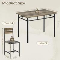 Ensemble de salle à manger moderne et écologique gris 5 pièces avec 4 chaises rembourrées et capitonnées pour appartement de petite taille