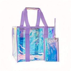 Sac de plage imperméable de grande taille, violet, personnalisé, tendance, sac à main holographique pour femme - Product Image 2