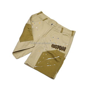 Pantalones Cortos Cargo de Algodón para Hombre, Cintura Media, Estampado de Puntos, Casuales, Tipo Bermuda, con Bolsillos, Tejido Transpirable, Cierre de Botón - Product Image 4