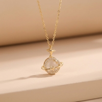 Collier œil de chat en acier inoxydable, pendentif planète étoile en cristal CZ doré, chaîne résistante au ternissement, bijoux pour femmes
