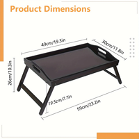 Table de lit en bambou avec pieds pliables, moderne, pour cuisine et salle de bain, petit-déjeuner/collation/canapé-lit, finition laquée