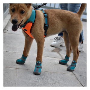 Logotipo personalizado Dog Running <span class=keywords><strong>Shoes</strong></span> Anti-Slip Outdoor Booties com Correias Reflexivas Ajustável Rain <span class=keywords><strong>Shoes</strong></span> para Inverno e Verão - Product Image 3
