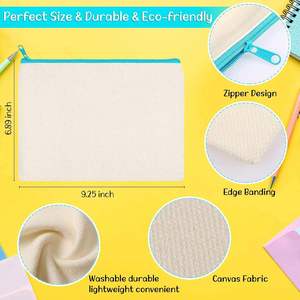 กระเป๋าเครื่องสำอางผ้าแคนวาสเปล่าแบบกำหนดเอง สำหรับงานซับลิเมชั่น DIY  กระเป๋าใส่ปากกา  กระเป๋าใส่ดินสอ  กระเป๋าใส่เครื่องสำอางสำหรับเดินทางแบบมีซิป - Product Image 2
