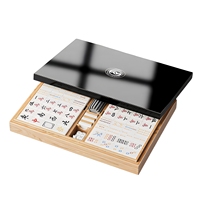 Boîte de Mahjong en bois de luxe avec peinture brillante, tuiles de Mahjong personnalisées, aimants, jeu de Mahjong 144 tuiles, boîte en bois Majiang