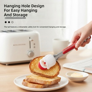 Pinces de cuisine en silicone pour Noël, pinces de cuisine en acier inoxydable, pinces à barbecue en silicone résistantes à la chaleur, pince à pain et viande 7 pouces - Product Image 6