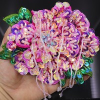 Grand patch de perles à paillettes Applique de vêtement Fleur à coudre sur patch