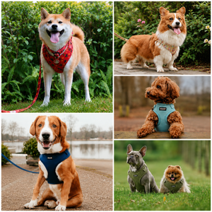 Custom Luxury Puppy Leash <b>Collar</b> Adjustable Pet Poop Bag Bandana Reversible Breathable Neoprene Dog Harness Sets - Product Image 3