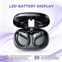 Audífonos Inalámbricos BX28 con Ganchos para las Orejas, Audífonos Deportivos Resistentes al Agua IPX7, Pantalla LED de Energía, Carga Tipo C para Correr