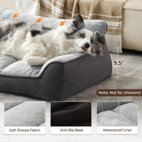 Lit pour chien avec coussin de soutien extra épais, housse lavable en machine, grand lit-canapé pour animaux de compagnie en tissu sherpa