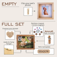 JUNJI Urne d'ombre commémorative pour animaux de compagnie avec couvercle en acrylique, affichage photo magnétique-Boîte à souvenirs pour chien/chat pour cadeau de perte d'animaux de compagnie