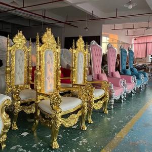 מלכת אהבת כיסא זהב כס ריהוט גותי כס כיסא חתונה יוטה זול כס המלך כיסאות לחתונה - Product Image 2