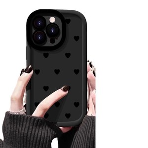 <span class=keywords><strong>Cuore</strong></span> <span class=keywords><strong>nero</strong></span> a schermo intero in Silicone custodia per Apple per <span class=keywords><strong>iPhone</strong></span> 14 Pro Max 16 Pro 15 13 -TPU con impugnatura per telefono incluso - Product Image 2