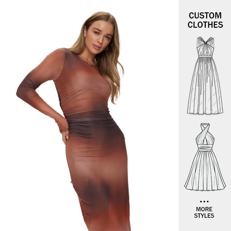 Женское шифоновое платье из тюля с градиентным цветным принтом