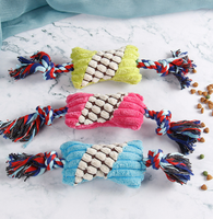 Jouet en peluche pour chat et chien, résistant aux morsures, en coton et corde, avec broderie créative promotionnelle en forme de bonbon, pour le divertissement et la santé dentaire des animaux de compagnie