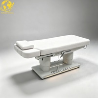 Lit de salon de beauté électrique à 4 moteurs avec commande au pied et double contrôleur |   Table de massage et de soin du visage chauffée et incurvée