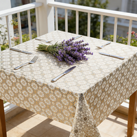 Nappe de table jetable de luxe en PVC, couleur or clair, imperméable et résistante à l'huile, imprimée de motifs floraux, avec logo personnalisé, pour événements de mariage (vente en gros)