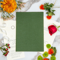 Invitations de mariage en lin vert pin de taille personnalisée Folio feuille impression Logo textes carte Mariage Quinceanera fête invitations spéciales