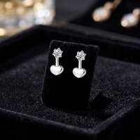 Trendige Romantische S925 Sterling Silber Zarte Schmuckstücke Vergoldete Silber Herz-Ohrstecker Micro Pave CZ Herz-Ohrhänger