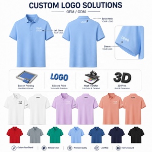 Polo de golf respirant à manches courtes pour homme en denim premium, avec logo frontal uni, coupe ajustée, teint uni, vêtement d'uniforme, OEM ODM, vente en gros - Product Image 2