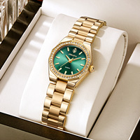 AIMANA Montre pour femme avec bracelet en acier, boîtier octogonal en alliage, design incrusté de diamants, mouvement à quartz, résistante à l'eau 30M
