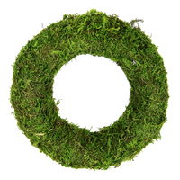 Couronne de mousse verte préservée de 30 cm, couronne de fleurs séchées ronde, base en rotin, décoration décorative pour les fêtes, porte, mur, table
