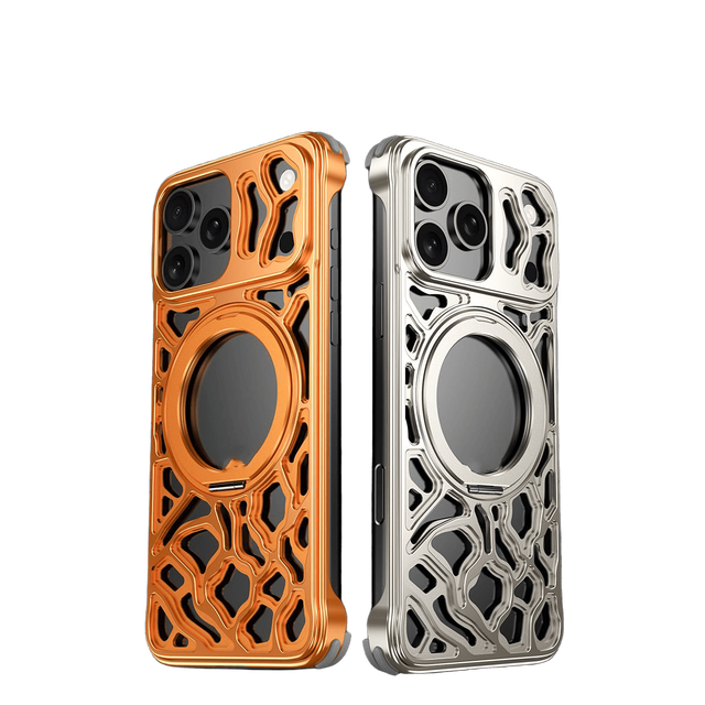 New Trend 2025 Frameless Cover Aluminium Case for Iphone 17 16 15 Pro Max Metal case Bracket Magnet Phone case With 360 Rotation