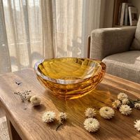 Bol à fruits en verre vert menthe facetté de luxe moderne, style nordique, bols à salade en cristal transparent pour hôtel haut de gamme et décoration intérieure