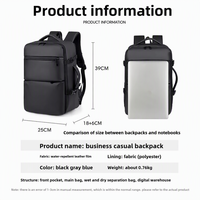 Sac à dos extensible pour ordinateur portable, logo personnalisé pris en charge, tissu résistant à l'eau, compartiments multi-zippés pour les courts voyages