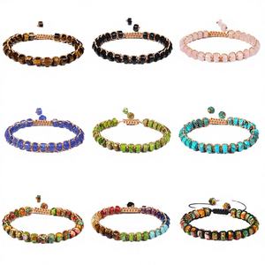 Bracelet en perles turquoise tissé à la main, bijoux unisexe, pierre précieuse naturelle, pierre de sédiment marin, cadeau tendance géométrique - Product Image 4