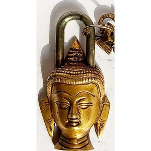 Brass Lord Buddha Head Keypad Security <b>Padlock</b> Portable Compact for Door Gates Toolbox Luggage Cabinet Bicycle Home School - Product Image 3