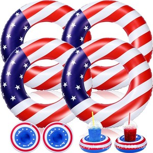 Inflatable American Flag Swimming Rings 90cm Adult Floating Floats For Pool Resort Hotel Use - Product Image 1
