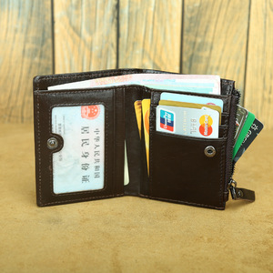 Ando Bag Genuine Cowhide <b>Leather</b> <b>Mens</b> Short Zipper <b>Wallet</b> with Card Slots - Product Image 4