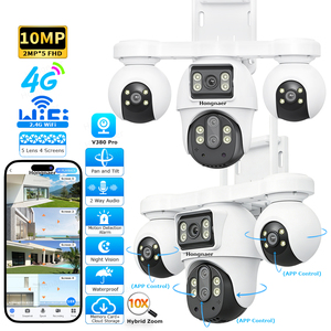 Cámara de Vigilancia CCTV PTZ Inalámbrica Hongnaer de 10MP, <span class=keywords><strong>4</strong></span> Videos, V380 <span class=keywords><strong>Pro</strong></span>, 5 Lentes, Zoom 10X, Cámara de Seguridad para el Hogar con Red WiFi 4G LTE - Product Image 1