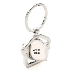 House Shaped Real Estate Key Chain Custom Keyring Metal New Home Keychain Charms Blank Laser Engraving Keychain Zinc Alloy D088
