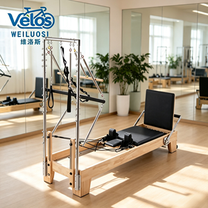 Reformer de Pilates de Madera de Haya Ajustable y Personalizable Velos con Torre y Media Trapecio, Máquina Profesional para Estudio y Gimnasio, Duradera, CE - Product Image 1
