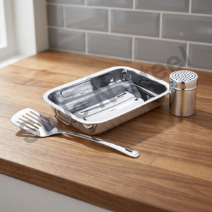 Vente en gros de bols belges de qualité supérieure en acier inoxydable de couleur or avec un service à salade dans une cuillère à sel et poivre avec plateau - Product Image 3