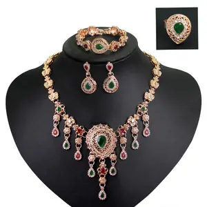 Conjunto de joyería con diamantes de imitación para mujer, collar, pulsera, pendientes de tuerca, broche, regalo de Navidad