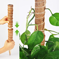 Poteau en mousse naturelle pliable avec manche en bois pour plantes grimpantes, support écologique pour jardin domestique, vente en gros